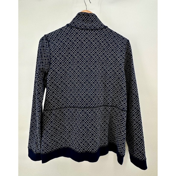 T by Talbots Womens Navy Geometric Full Zip Track Jacket Mock Neck VN5107 Size M - Picture 12 of 13